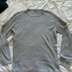 Perry Ellis Long Sleeve Waffle Knit Shirt Gray M